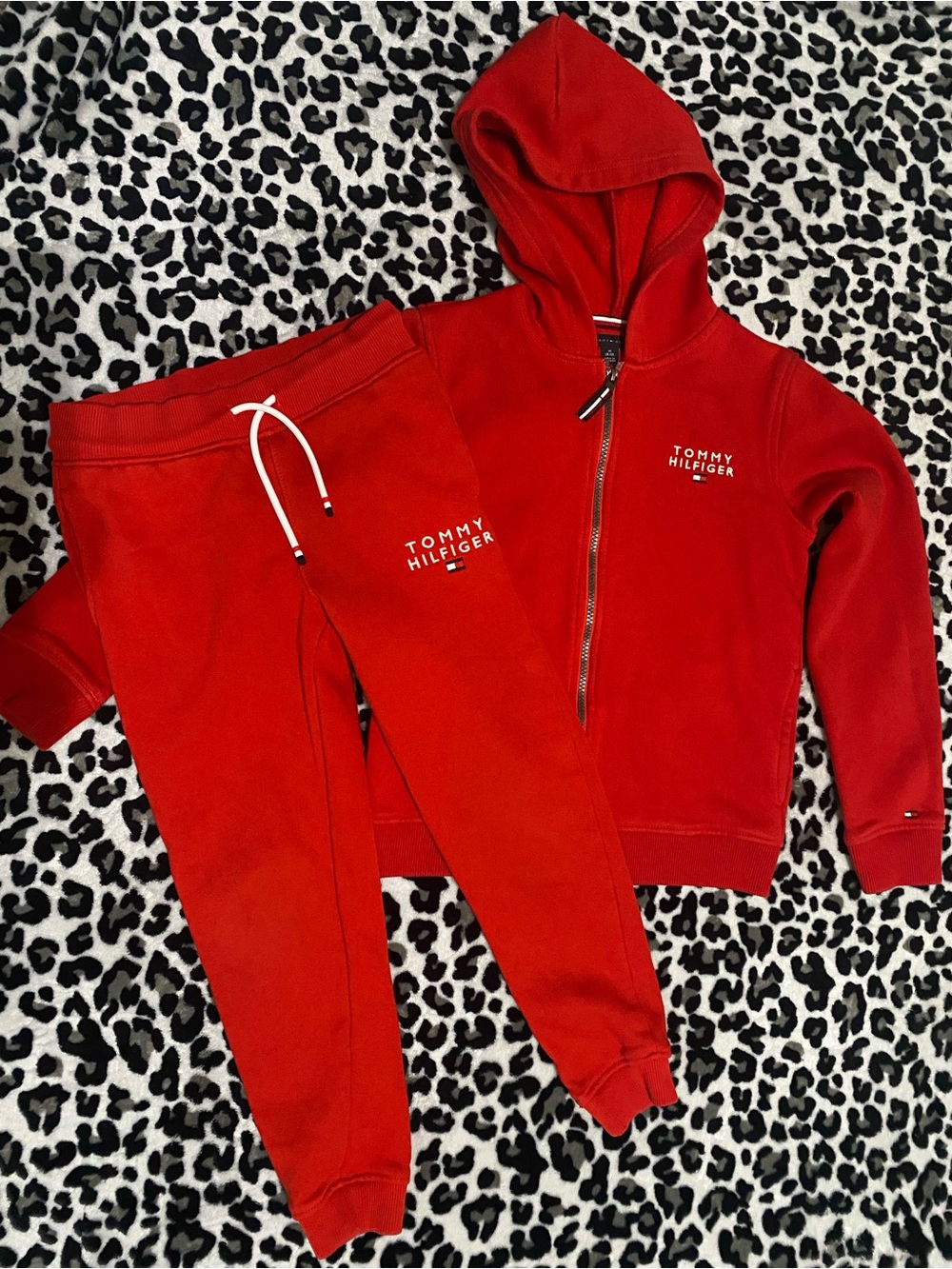 Tommy Hilfiger Kids Red Zip Hoodie & Matching Joggers Set